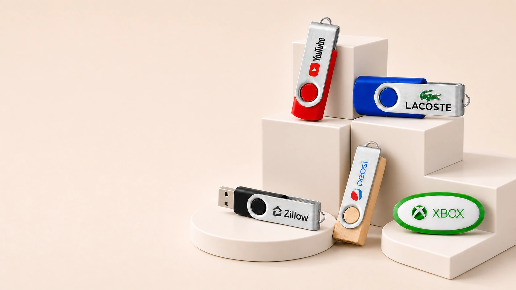 Branded twister USB sticks printed with company logos